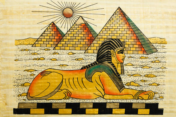 The Sphynx with the Great pyramid - Egyptian souvenir Papyru