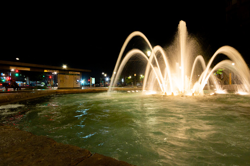 Fountain at Plaça de l'Armada Espanyola in Valencia, Spain