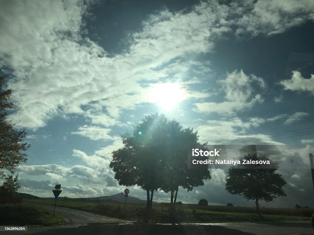 Солнечный пейзаж Bright sunny day Agricultural Field Stock Photo