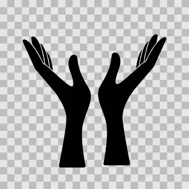 Vector illustration of Two female hands palms up, vector illustration, flat minimal design, transparent background, eps 10.