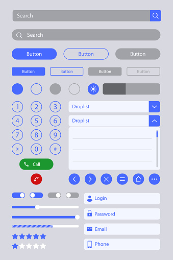 Vector Illustration Of A User Interface Elements On A Plain Background ...