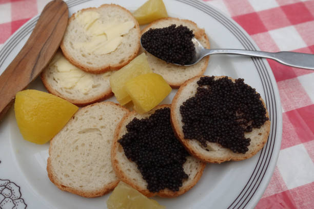 istock Buttered toast and lump eggs  Lemon confit 1362905575