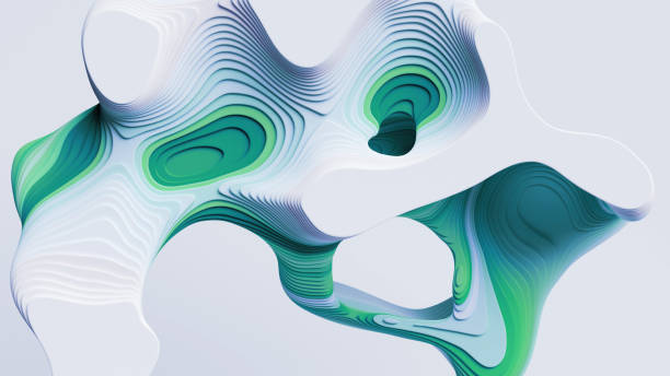 istock 3d render, abstract modern minimal background with blue green white curvy shapes and wavy lines 1362906620