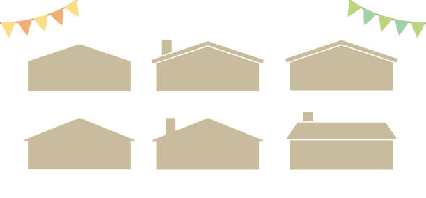 Illustration set of a simple house frame. Templates, banner backgrounds, design materials. Real estate illustration. EPS data is CMYK color, JPG or PNG data is RGB color. Illustration set of a simple house frame. Templates, banner backgrounds, design materials. Real estate illustration. マーケティング stock illustrations