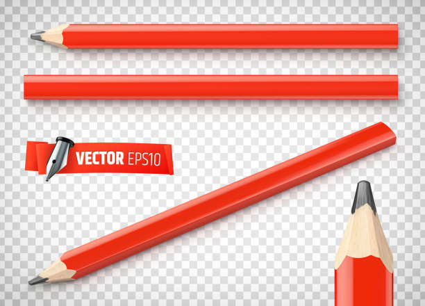 ilustrações de stock, clip art, desenhos animados e ícones de vector realistic carpenter pencils - carpenters pencil