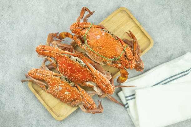 istock Fresh crab steamed seafood on wood tray 1362911150