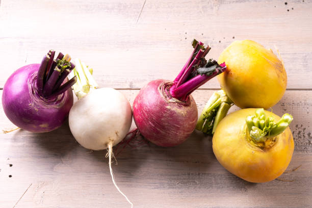 Multicolored turnip stock photo