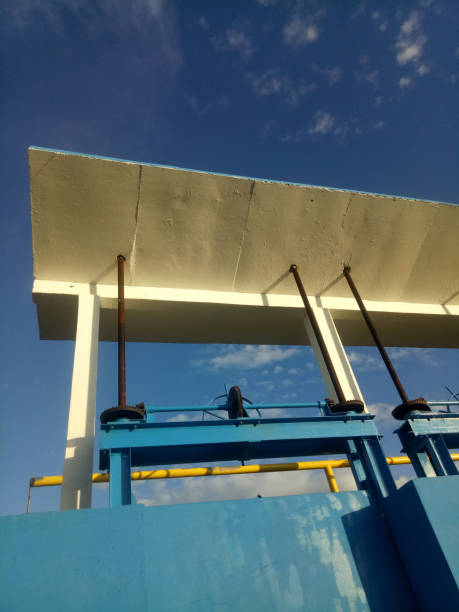 istock blue mini sluice building on the lake 1362917861