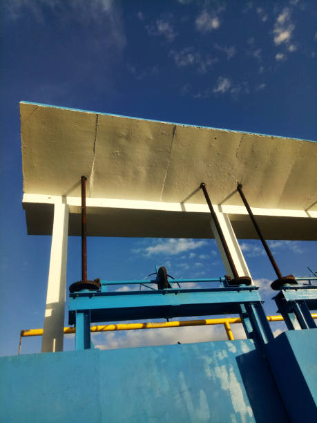 istock blue mini sluice building on the lake 1362917864