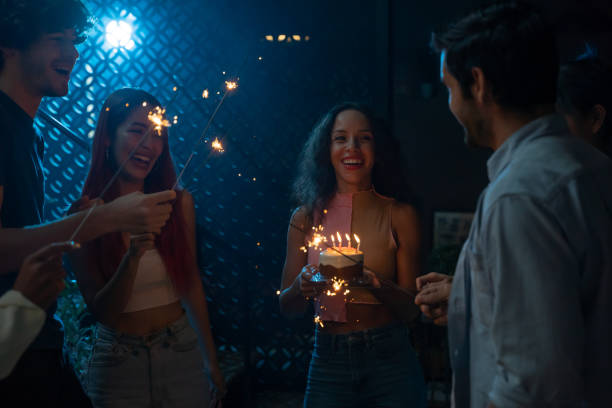istock Friends with cake and crackers in party 1362919641