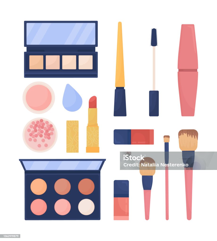 Cosmetics Products Semi Flat Color Vector Object Set Stock Illustration -  Download Image Now - iStock
