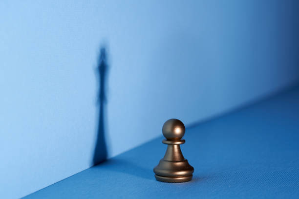 High Angle View Of Black Chess Piece Over White Background
