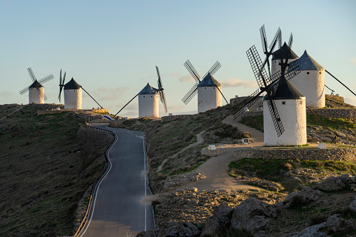 Windmills and fields in Castilla La Mancha