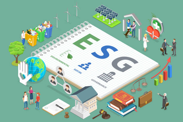 3D Isometric Flat Vector Conceptual Illustration of ESG Environmental Social Governance vector art illustration