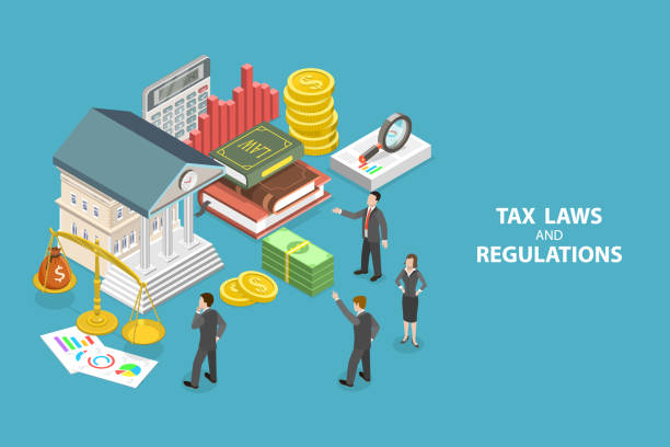 3d 이소메트릭 플랫 벡터 개념적 세법 및 규정 의 일러스트레이션 - tax form tax backgrounds finance stock illustrations