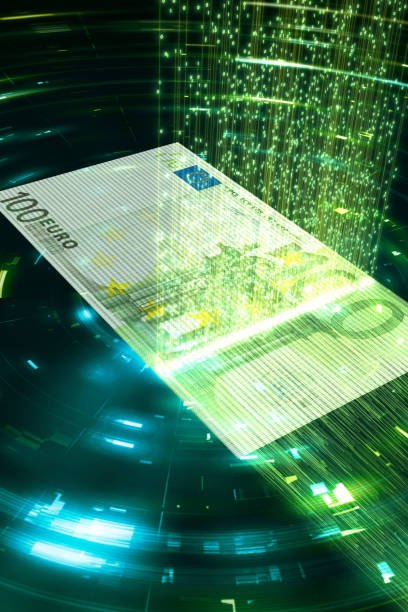istock Euro paper currency transfer or cryptocurrency mining 1362926544