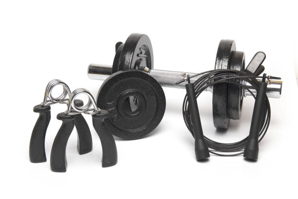 istock dumbbell finger expander jump rope weight plates 1362928068