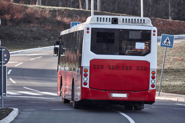 istock Public transportation bus in urban surroundings. 1362928198