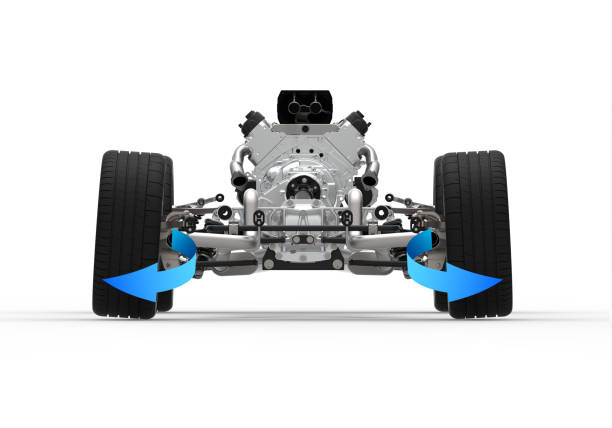 Car alignment. Car wheels alignment. back view of a car drivetrain with rear wheels alignment convex stock pictures, royalty-free photos & images
