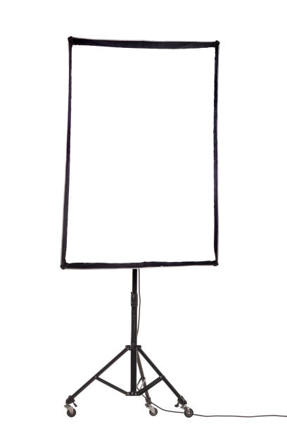 istock Flash light with softbox on stand with wheels. Studio lighting equipment isolated on white background.. 1362933150