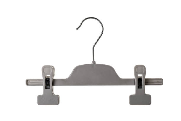 istock Gray plastic hanger for clothes isolated on white background.. 1362933233