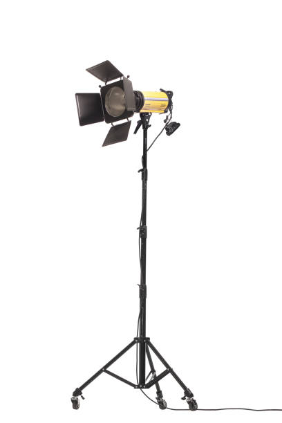 istock Flash light with barn doors on stand with wheels. Studio lighting equipment isolated on white background 1362933247