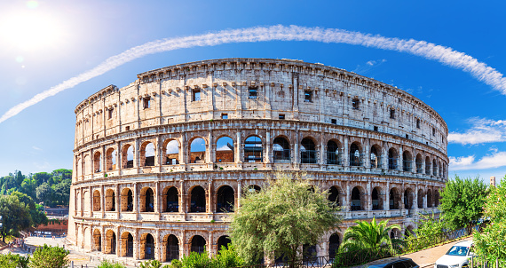 Full view of Coliseum, famous place of visit of Rome, Italy.
