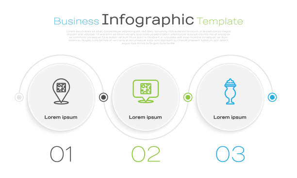 установите линию сыр и молочный коктейль. шаблон бизнес-инфографики. вектор - infographic part of symbol cocktail stock illustrations