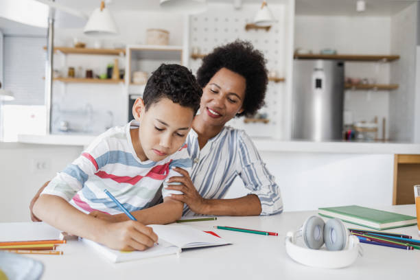 istock Mother helping her son with homework 1362943593