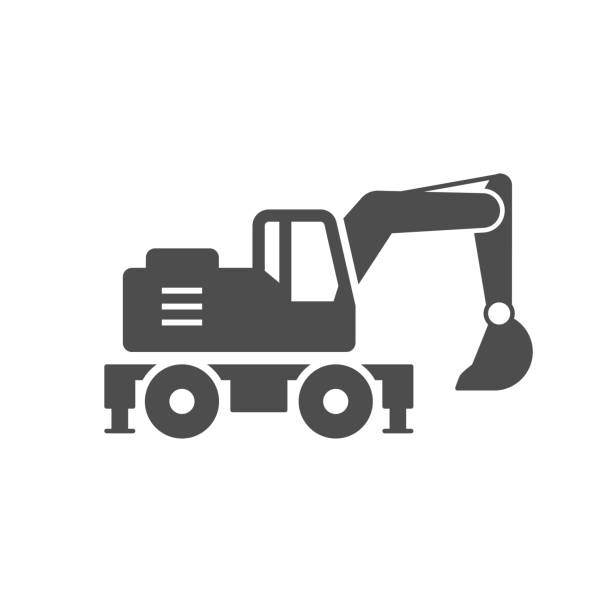 ilustraciones, imágenes clip art, dibujos animados e iconos de stock de icono de la excavadora de ruedas o glifo del tractor - earth mover bulldozer construction equipment digging