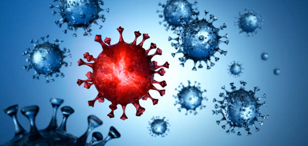 Coronavirus Mutant - Variation Omicron B.1.1.529 Corona Virus Mutant with  blue background - COVID Omicron B.1.1.529 Variant severe acute respiratory syndrome stock pictures, royalty-free photos & images