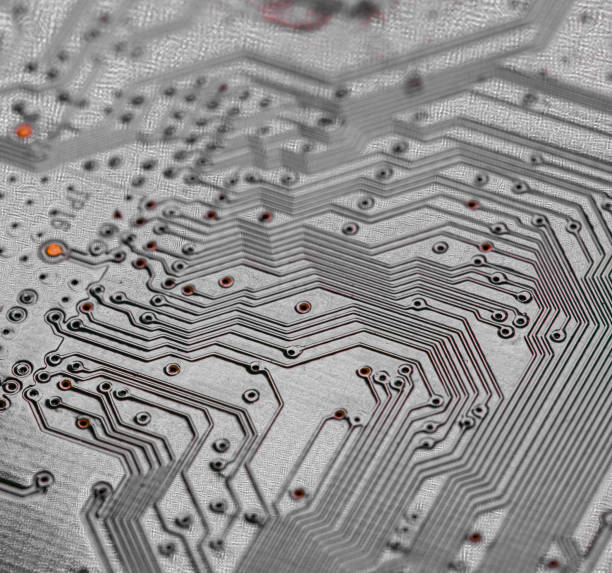 istock Macro Close up of printed wiring on PC circuit board 1362949097