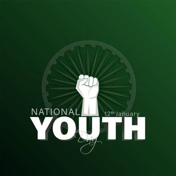 Vector Illustration of National Youth Day India January 12. National Youth Day, also known as Vivekananda Jayanti, is celebrated on 12 January, being the birthday of Swami Vivekananda. In 1984 the Government of India declared this day as National Youth Day national youth day 12 january stock illustrations
