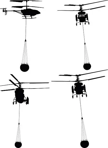 Vector illustration of helicopter fire extinguisher