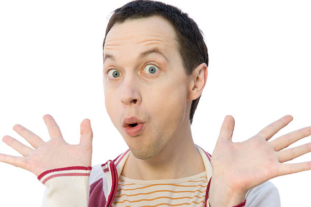 surprised young cute man stock photo