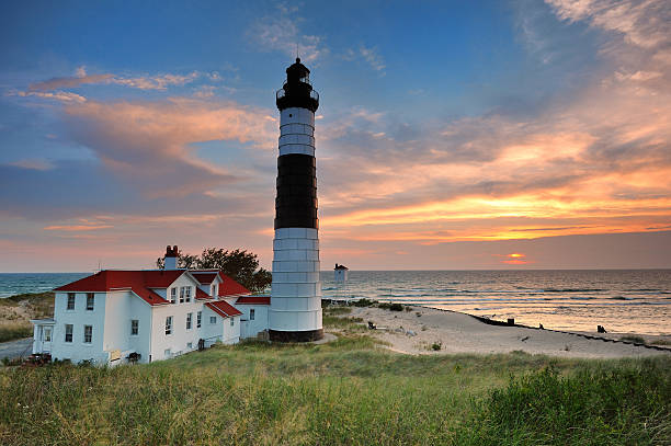 istock Sunset at Big Sable Point Lighthouse - Ludington, Michigan USA 136295475