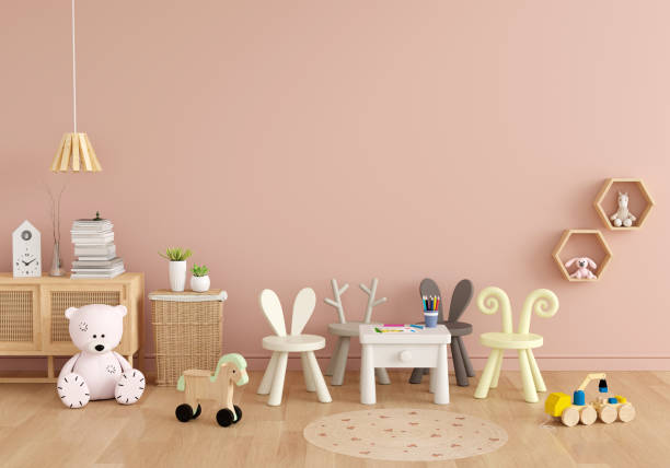 istock Pink child living room interior for mockup, 3D rendering 1362958592
