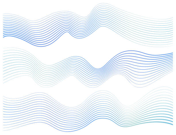 ilustrações de stock, clip art, desenhos animados e ícones de abstract curved lines - flowing light wave pattern pattern