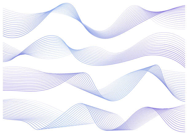 ilustrações, clipart, desenhos animados e ícones de ondas gráficas abstratas - arte linear