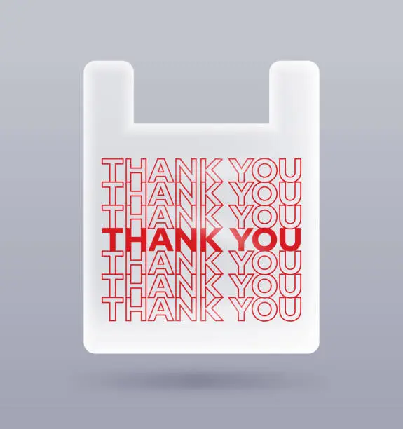 Vector illustration of Plastic Bag with Thank You Message
