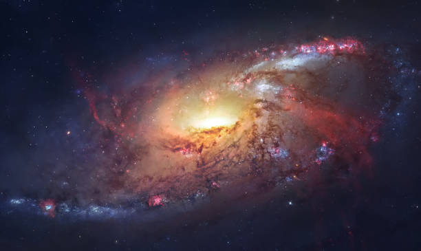 istock Far galaxy and bright stars in deep space. Nebula and spiral galactic. Sci-fi wallpaper. Space fantasy digital collage 1362967325