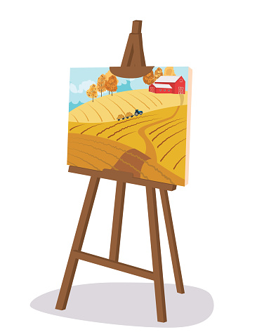 An Artists Easel With Painting Isolated On A Transparent Background