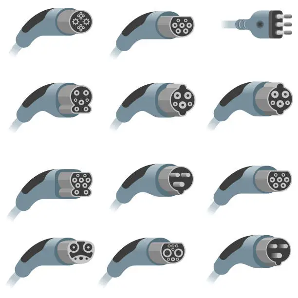 Vector illustration of EV charging connectors