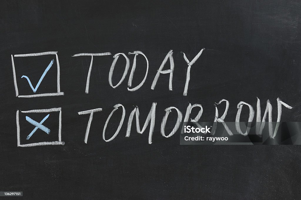 Desenho Chalkboard-hoje ou amanhã, - Royalty-free Caixa de Verificação Foto de stock