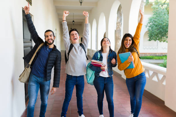 istock Cheerful friends with good grades 1362971552
