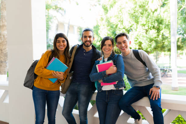 istock Portrait of happy university students 1362972925