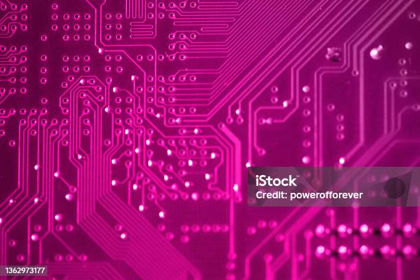 Computer Structure Pink Pink Technology Computer Printed Circuit Board Background Stock Photo ...