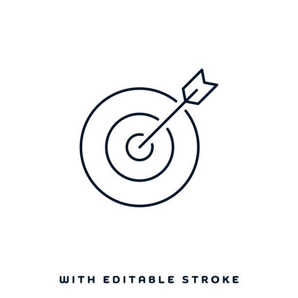 векторный дизайн векторных иконок целевого получения - bulls eye dart target arrow sign stock illustrations