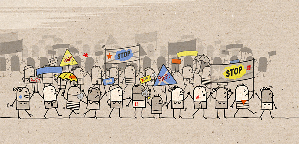 Child Protesting Cartoon Cartoon Protesting And Walking Group Of People Stock Illustration ...