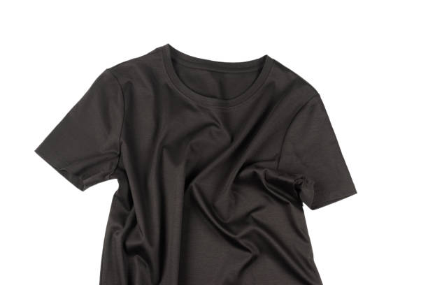 istock A black t shirt isolated on a white background. 1362977454